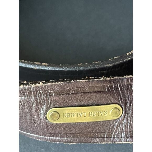 Ralph Lauren Womens Belt Size 32 Brown Genuine Italian Leather Embossed Casual - Picture 2 of 9